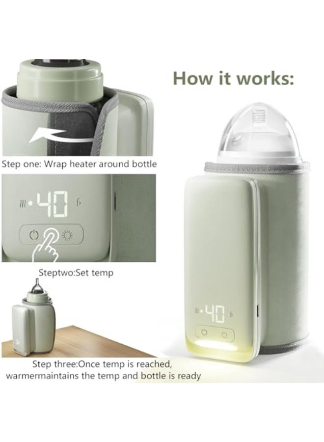 Exrp Portable Bottle Warmer for Breastmilk or Baby Formula - Fast Heating + Leak-Proof + Adjustable Travel Warmer with Battery-Powered Temperature Display, Flashlight - 6000MAH Rechargeable Battery - Image 2